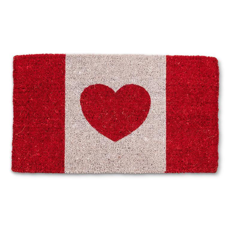 Abbott Coir Doormat  -  Canadian Flag with Heart