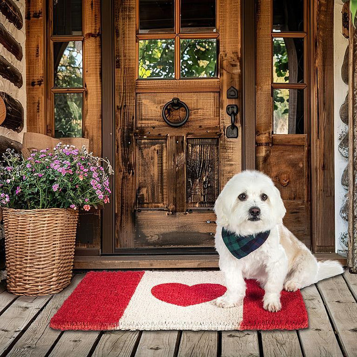 Abbott Coir Doormat  -  Canadian Flag with Heart