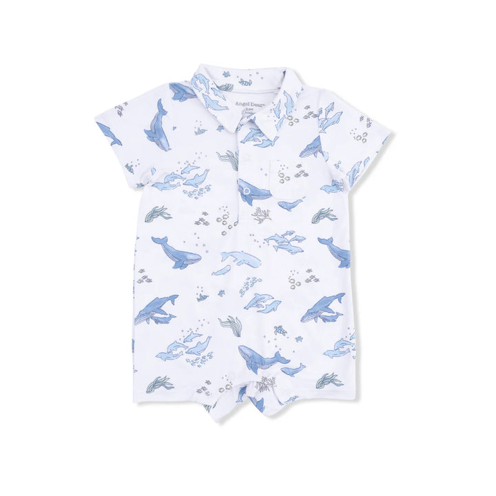 Angel Dear Baby Boy Polo Shortie  35-S26-WBW  Watercolour Blue Whales