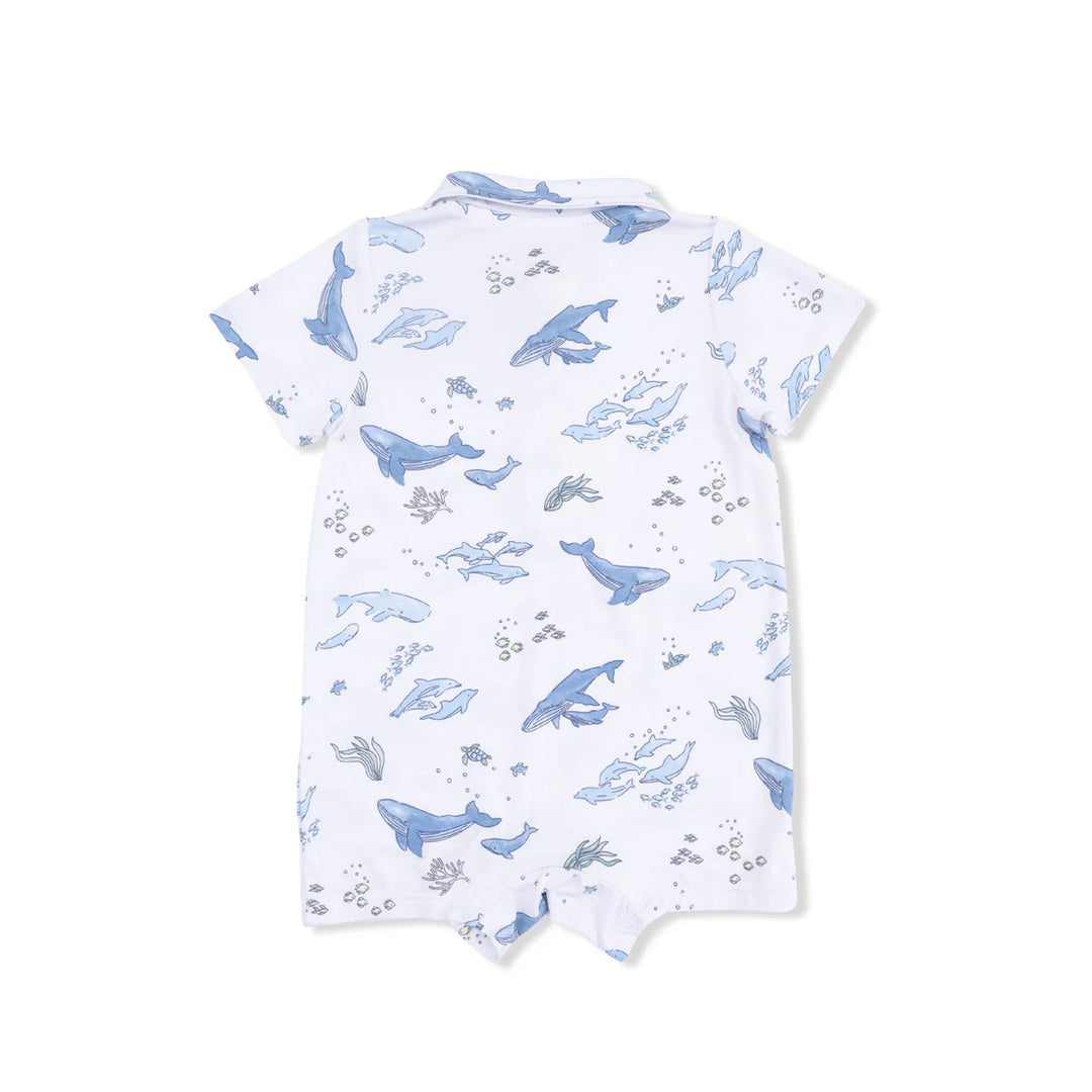 Angel Dear Baby Boy Polo Shortie  35-S26-WBW  Watercolour Blue Whales