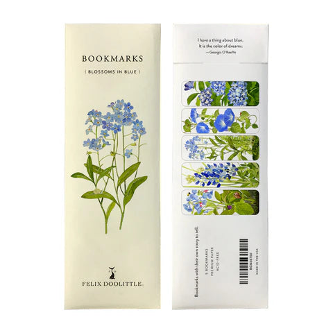 Felix Doolittle Bookmark Set/5 - Blossoms In Blue