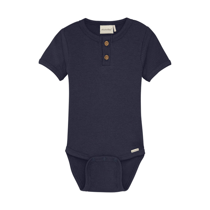 Minymo Baby Boy Short Sleeve Ribbed Bodysuit   113900-7899