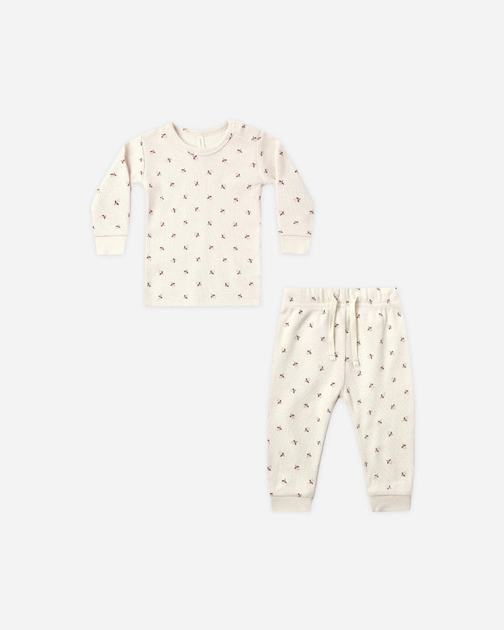Quincy Mae Baby Girls Waffle Top & Pant Set   QM453CHAR   Fall Ditsy