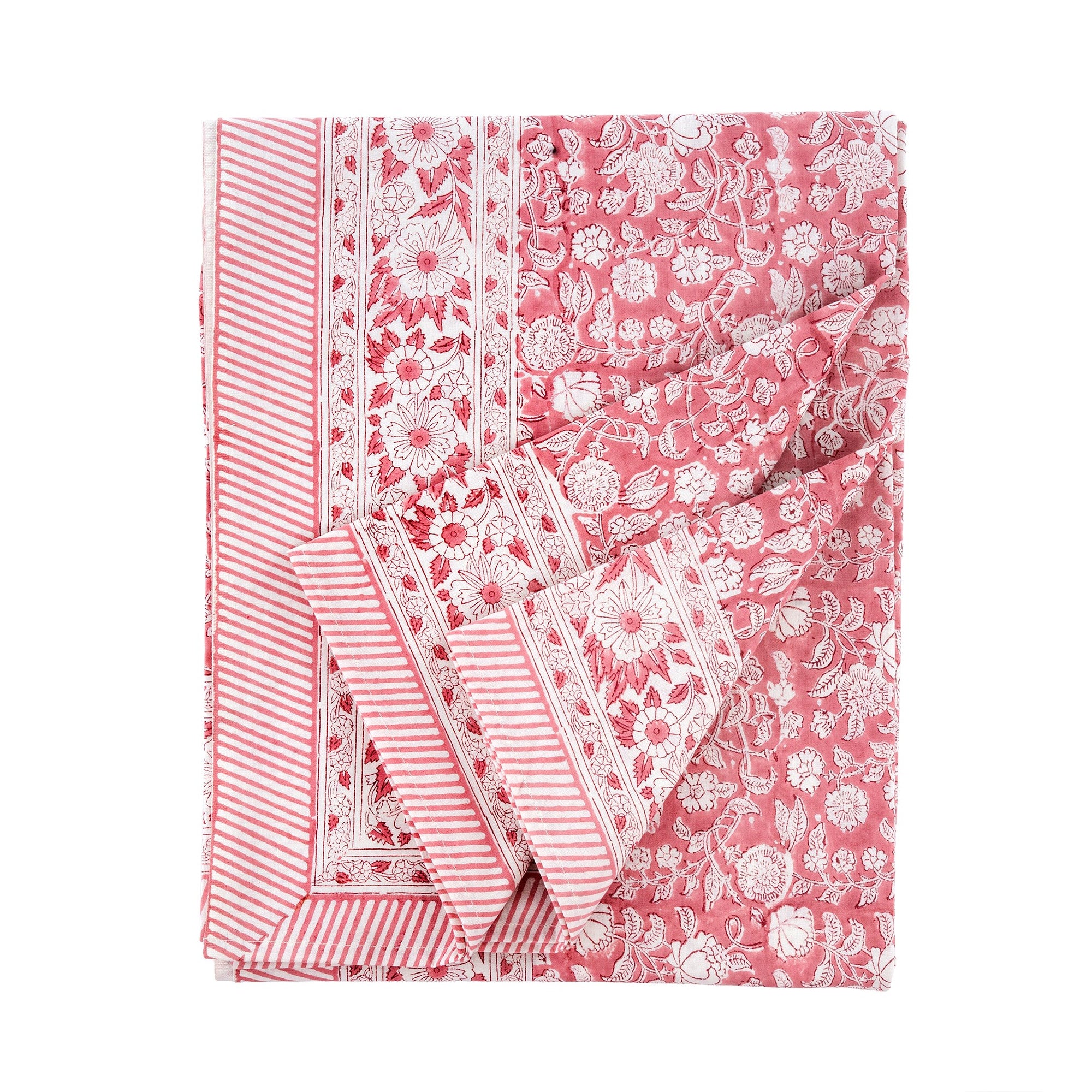 Indaba Block Print Pink Tablecloth 4-8128