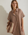 Yerse Striped Dress  40827  Chocolate Stripe