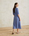 Yerse Short Sleeve Wrap Dress  40848  Blue Print