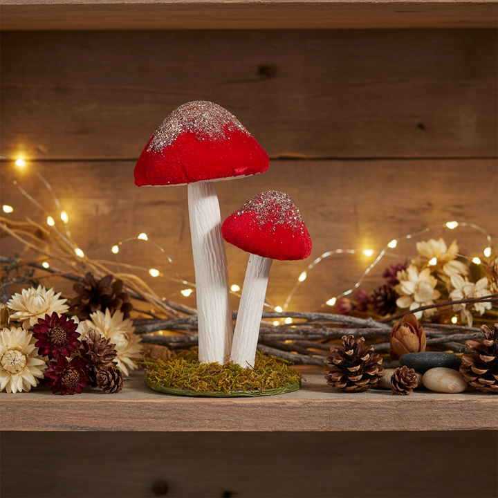 Raz 6.5" Red Mushroom Cluster  4403476
