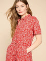 White Stuff Ria Jersey Shirt Dress  440054  Red Print