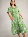 White Stuff Iris Linen Dress  442727  Green Print