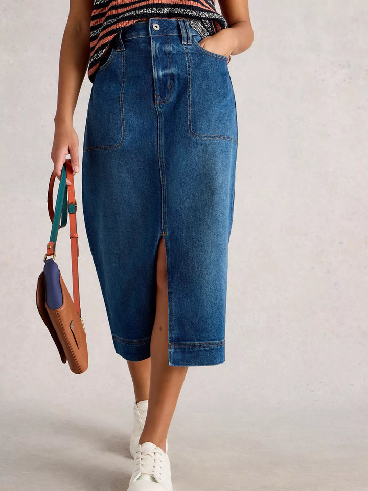Tia Midi Skirt 444150 Mid Denim