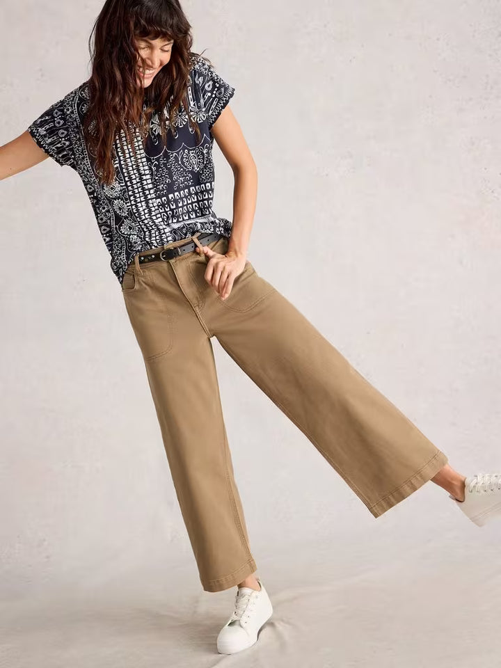 White Stuff Tia Wide Leg Crop Jean  444152  Mid Tan