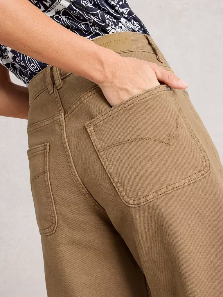 White Stuff Tia Wide Leg Crop Jean  444152  Mid Tan