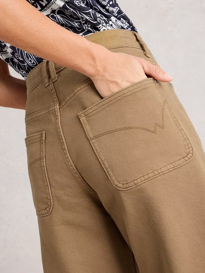 White Stuff Tia Wide Leg Crop Jean  444152  Mid Tan