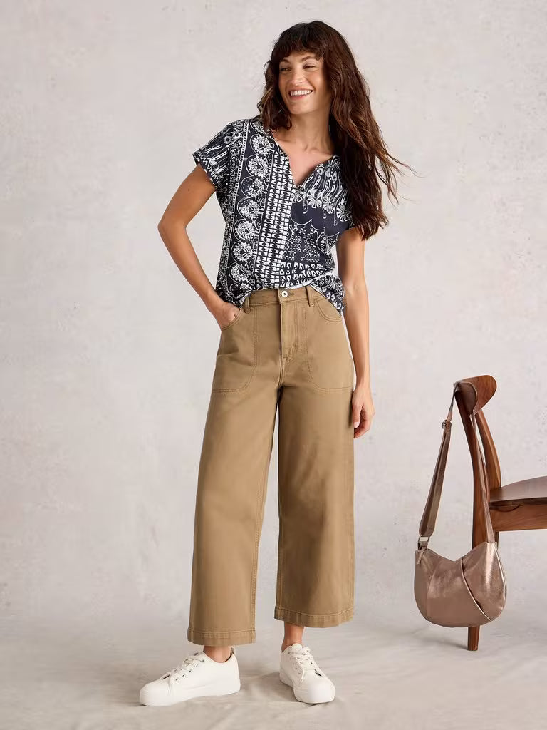 White Stuff Tia Wide Leg Crop Jean  444152  Mid Tan