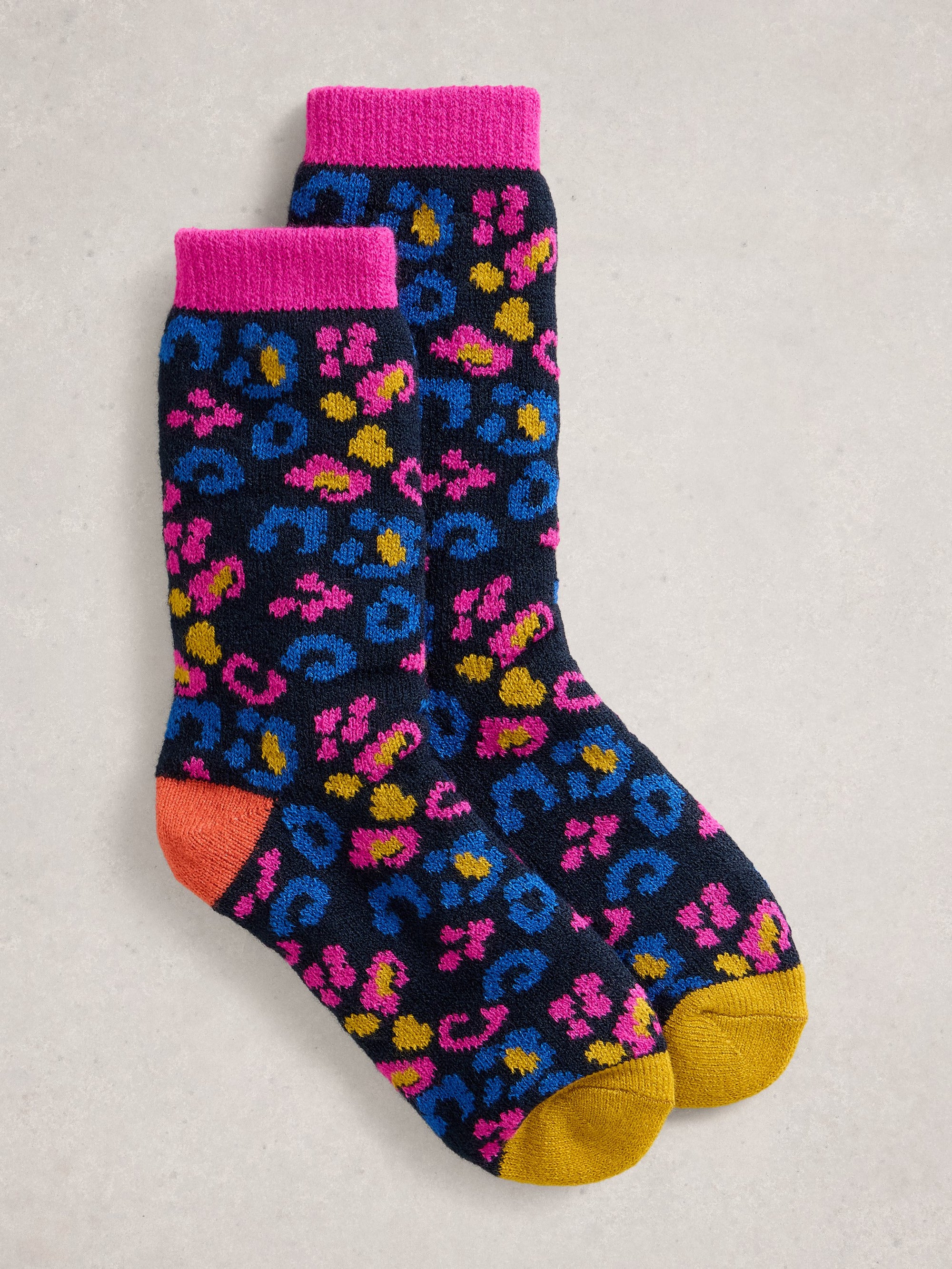 White Stuff Leopard Camo Cabin Sock 444782