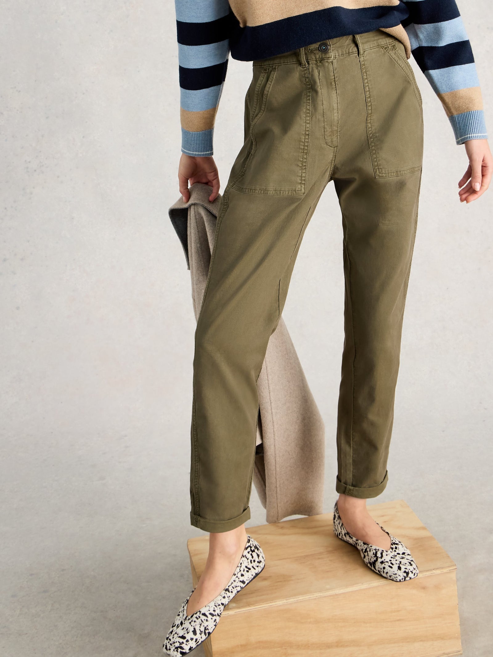 White Stuff Twister Chino Trouser  445087  Khaki Green