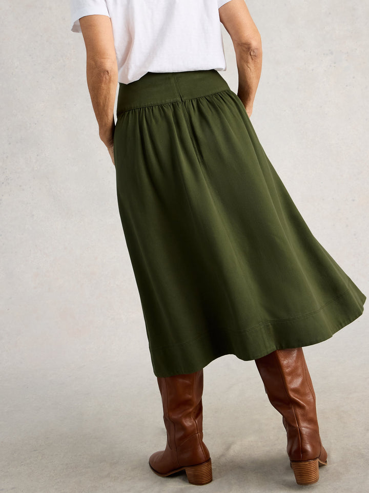 White Stuff Charlotte Midi Skirt  445092  Khaki Green