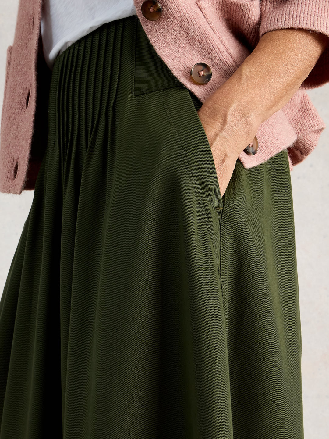 White Stuff Charlotte Midi Skirt  445092  Khaki Green
