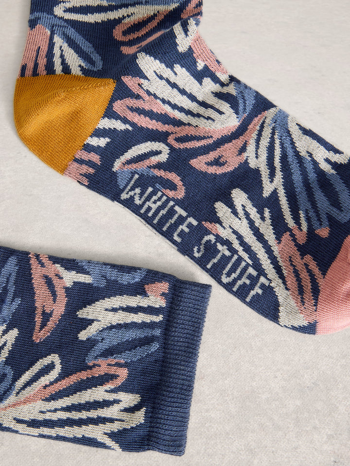 White Stuff Graphic Floral Ankle Sock  445153  Blue Multi