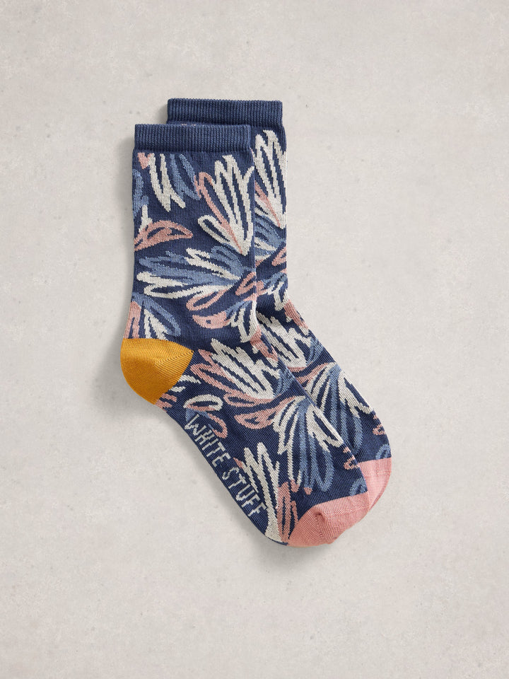 White Stuff Graphic Floral Ankle Sock  445153  Blue Multi