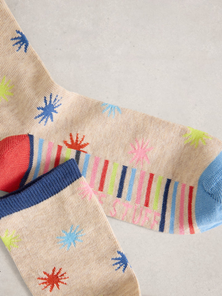 White Stuff Starburst Ankle Sock  445162  Natural Multi
