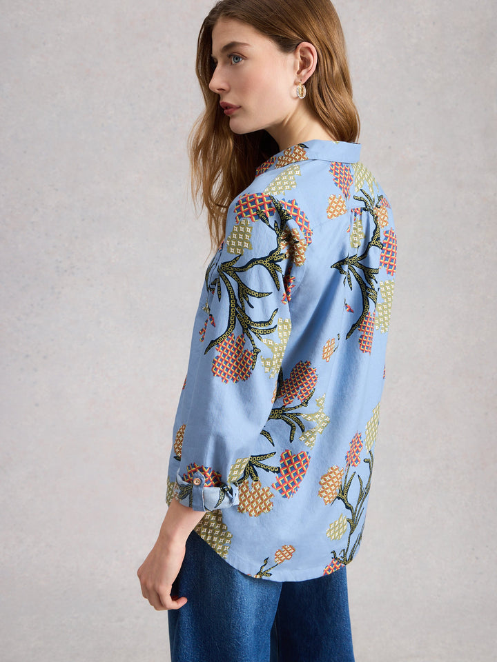 White Stuff Sophie Organic Cotton Shirt  445245  Blue Print