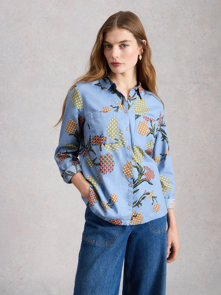 White Stuff Sophie Organic Cotton Shirt  445245  Blue Print