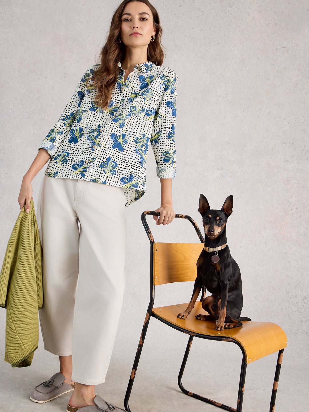 White Stuff Sophie Organic Cotton Shirt  445245  Ivory Print