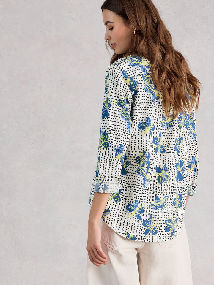 White Stuff Sophie Organic Cotton Shirt  445245  Ivory Print