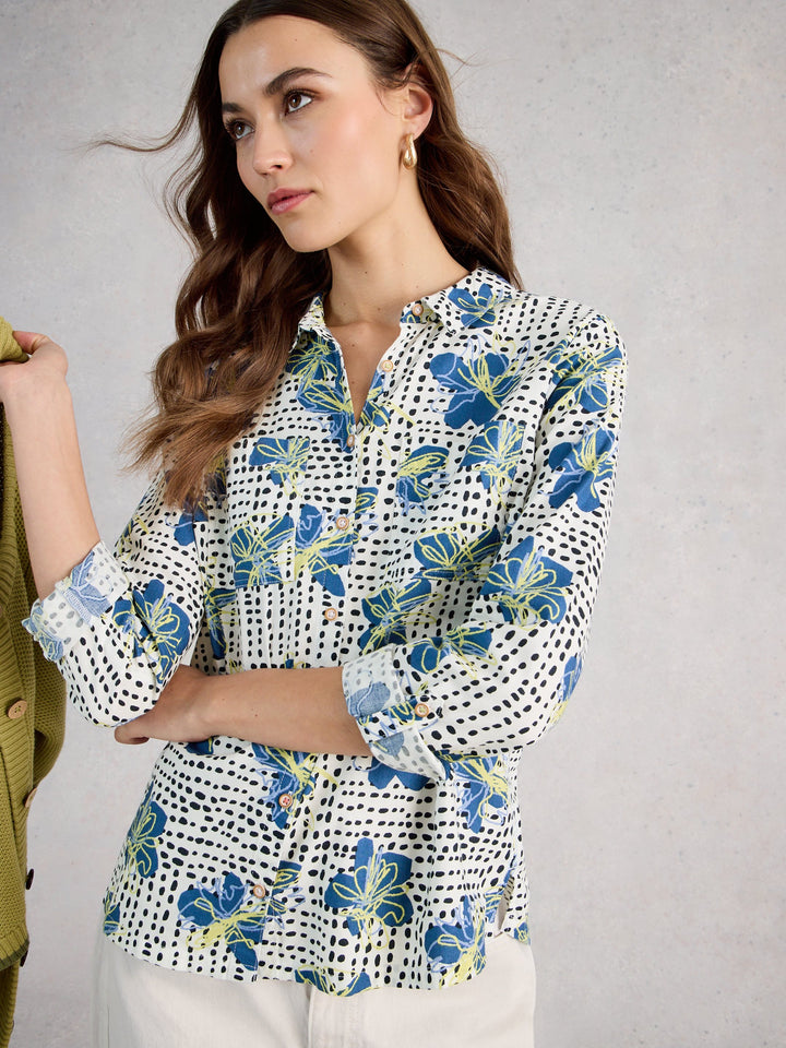 White Stuff Sophie Organic Cotton Shirt  445245  Ivory Print