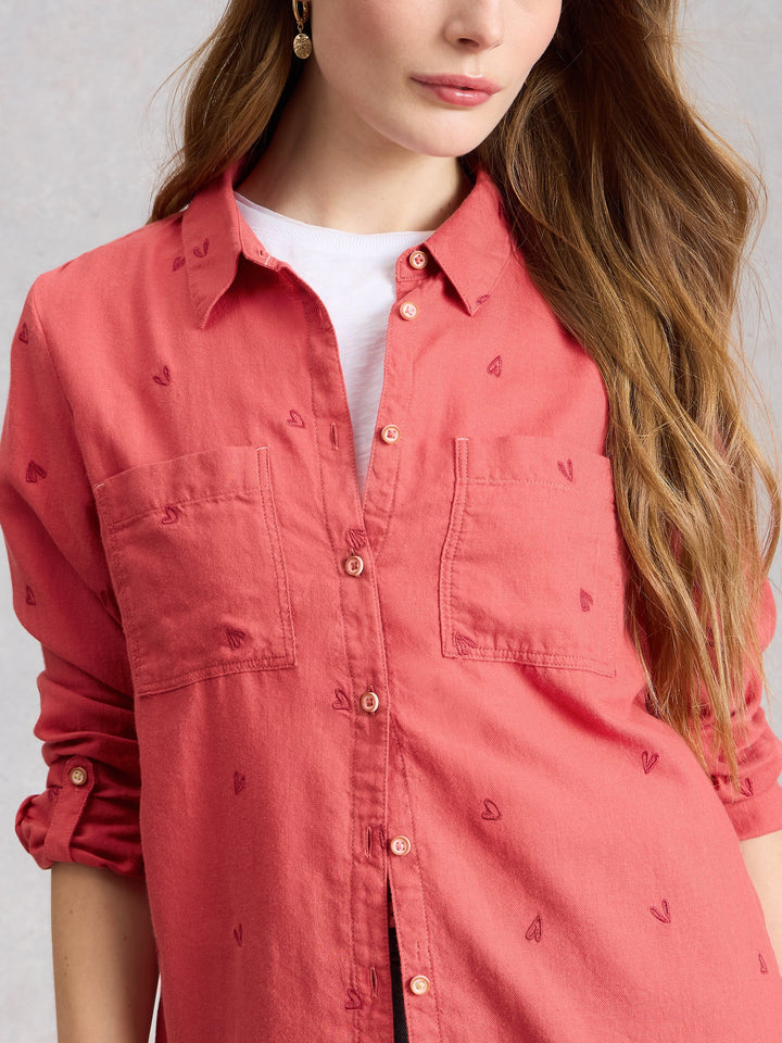 White Stuff Sophie Organic Cotton Shirt  445245  Mid Pink