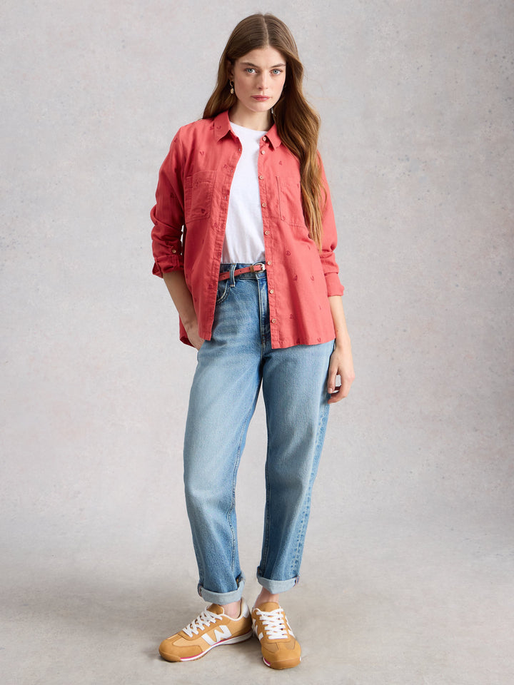 White Stuff Sophie Organic Cotton Shirt  445245  Mid Pink