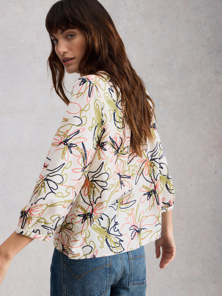 White Stuff Ruby Cotton Organic Top  445252  Ivory Print