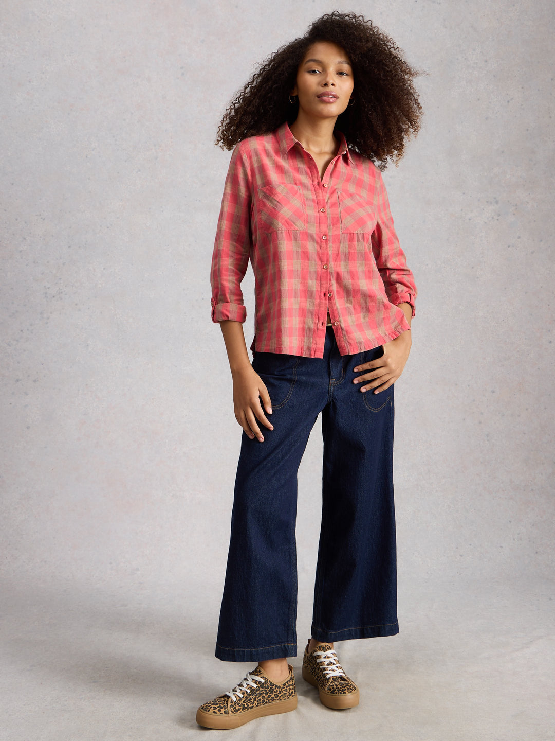 White Stuff Sophie Organic Check Shirt  445279  Pink Multi