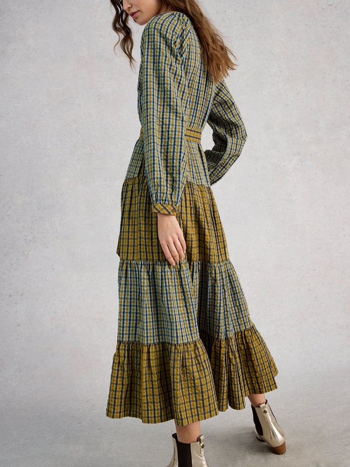 White Stuff Clementine Check Midi Dress  445285  Green Multi