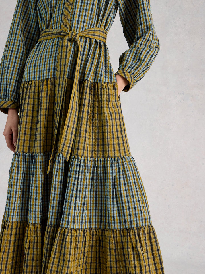 White Stuff Clementine Check Midi Dress  445285  Green Multi
