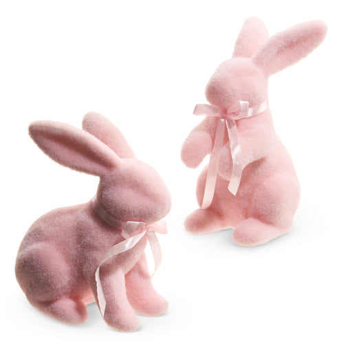 Raz 8.75" Pastel Pink Flocked Bunny  4453333  Assorted