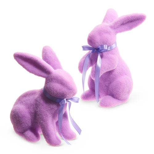 Raz Flocked Bunny -  Pastel Purple
