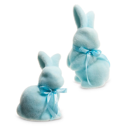Raz Flocked Bunny -  Pastel Blue