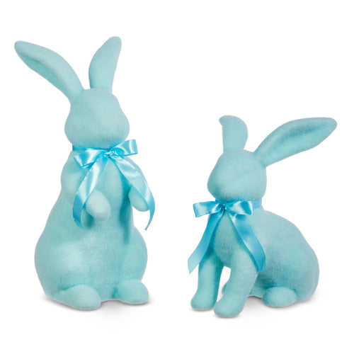 Raz Flocked Bunny -  Pastel Blue