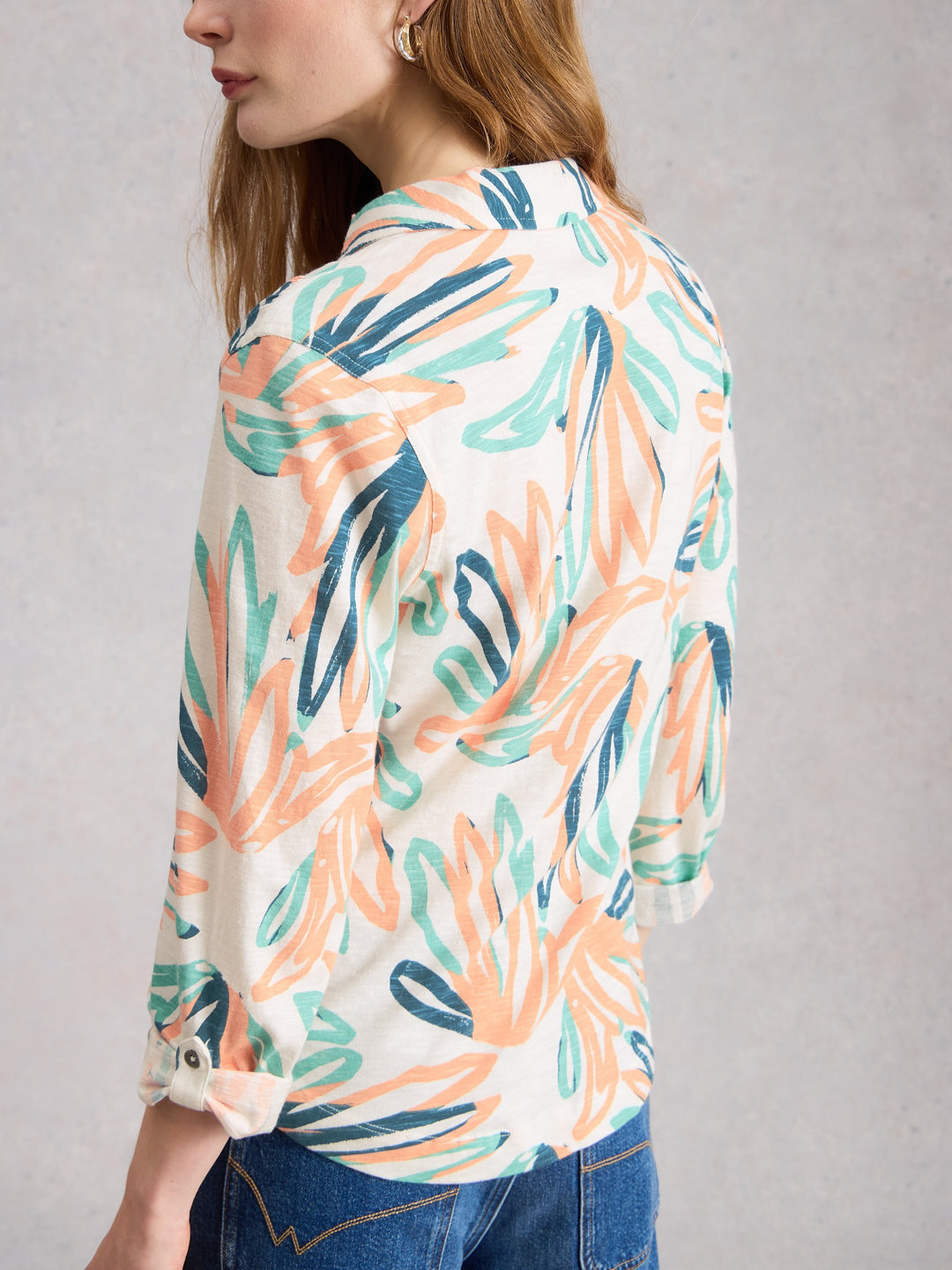 White Stuff Annie Jersey Shirt 445365  Ivory Print