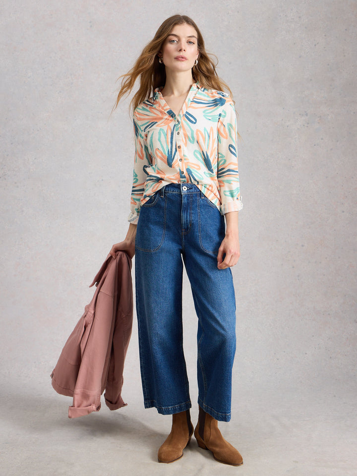 White Stuff Annie Jersey Shirt 445365  Ivory Print