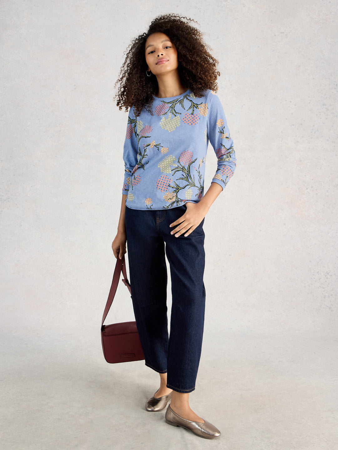 White Stuff Clara LS Tee  445373  Blue Print