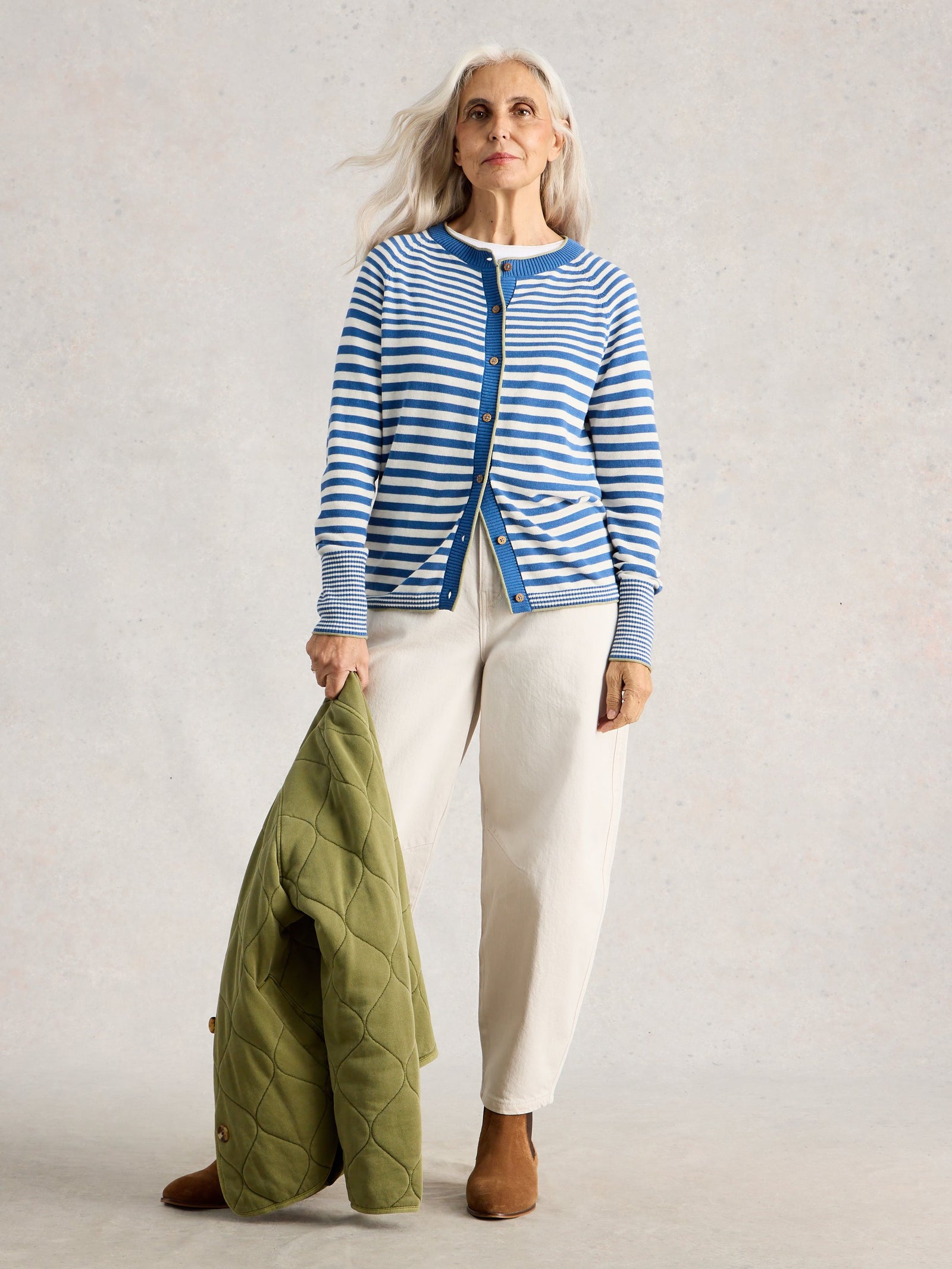 White Stuff Lulu Striped Cardigan  445400 Blue Multi