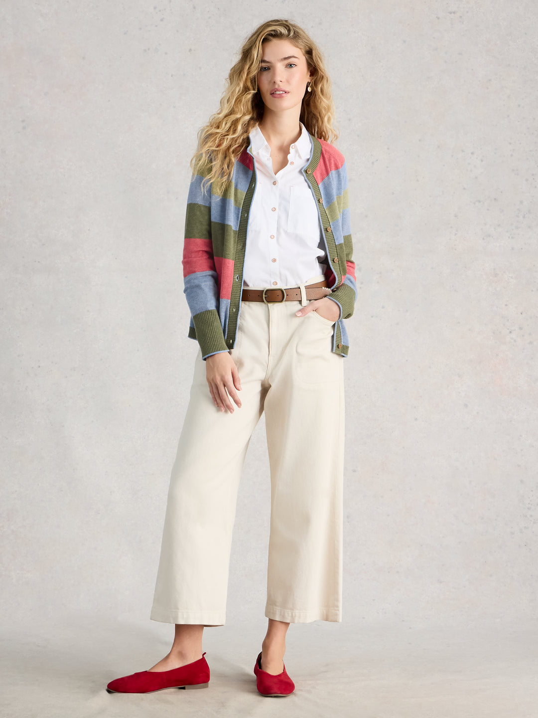 White Stuff Lulu Striped Cardigan  445400  Green Multi