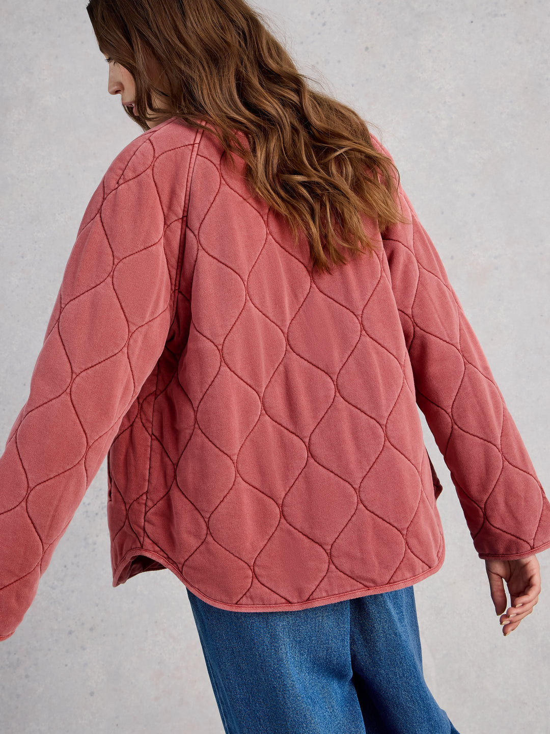 White Stuff Anya Jersey Quilted Jacket  445499  Mid Pink