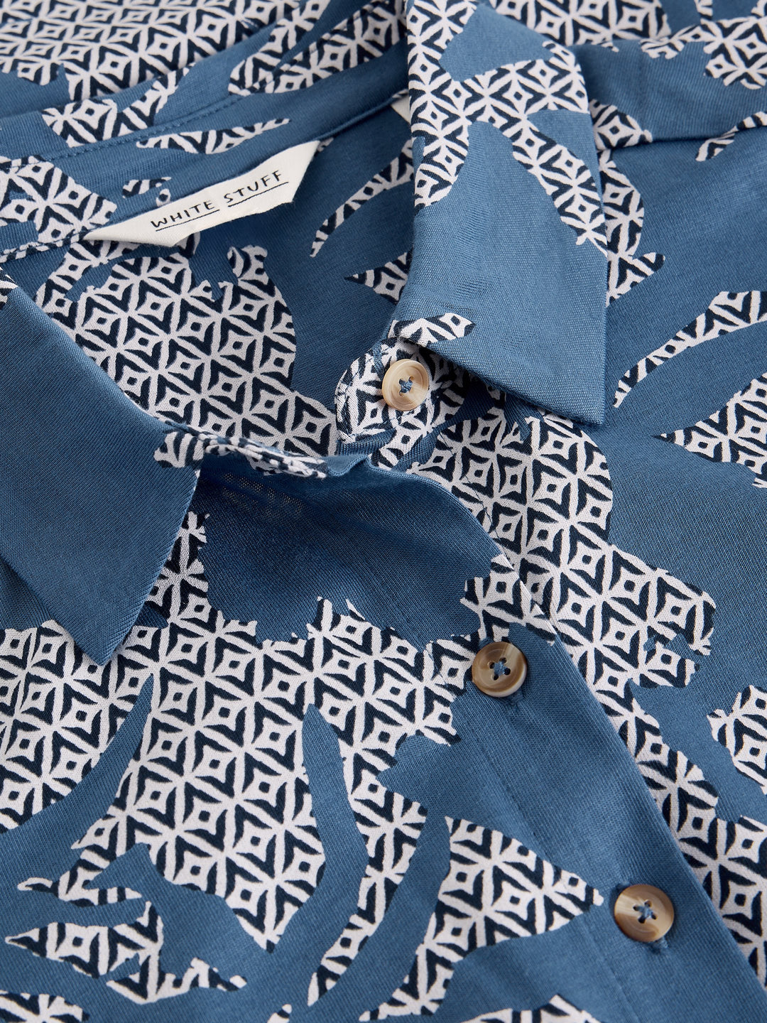 White Stuff Rua Jersey Shirt Dress  445588  Blue Print