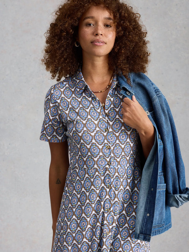 White Stuff Rua Dress 446106 Blue Mult