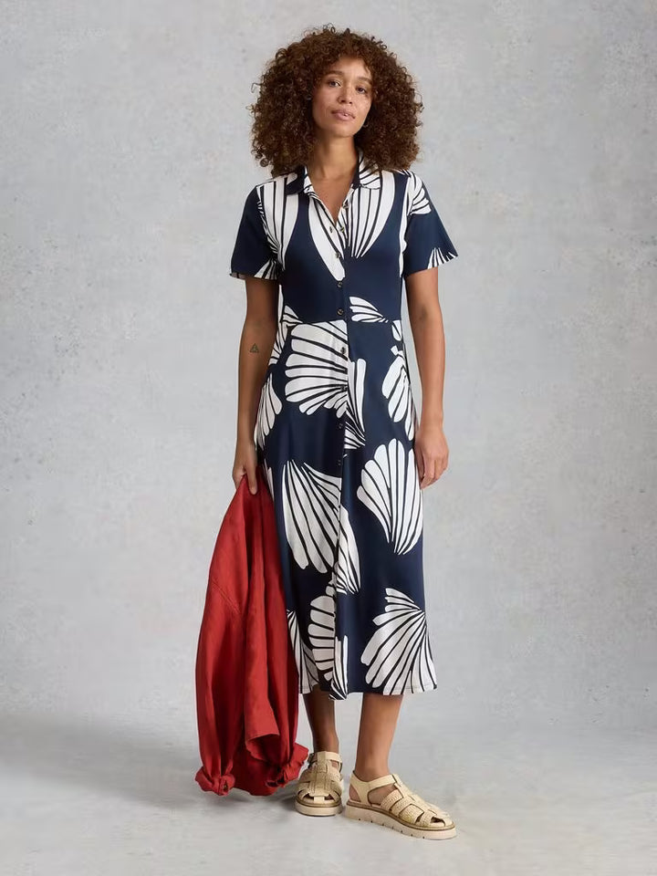 White Stuff Rua Dress 446106 Navy Print