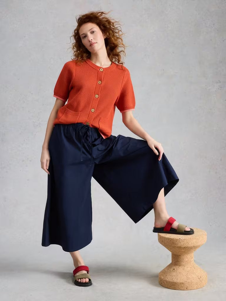White Stuff Lauryn Poplin Wide Leg Crop Trouser  446152  Dark Navy